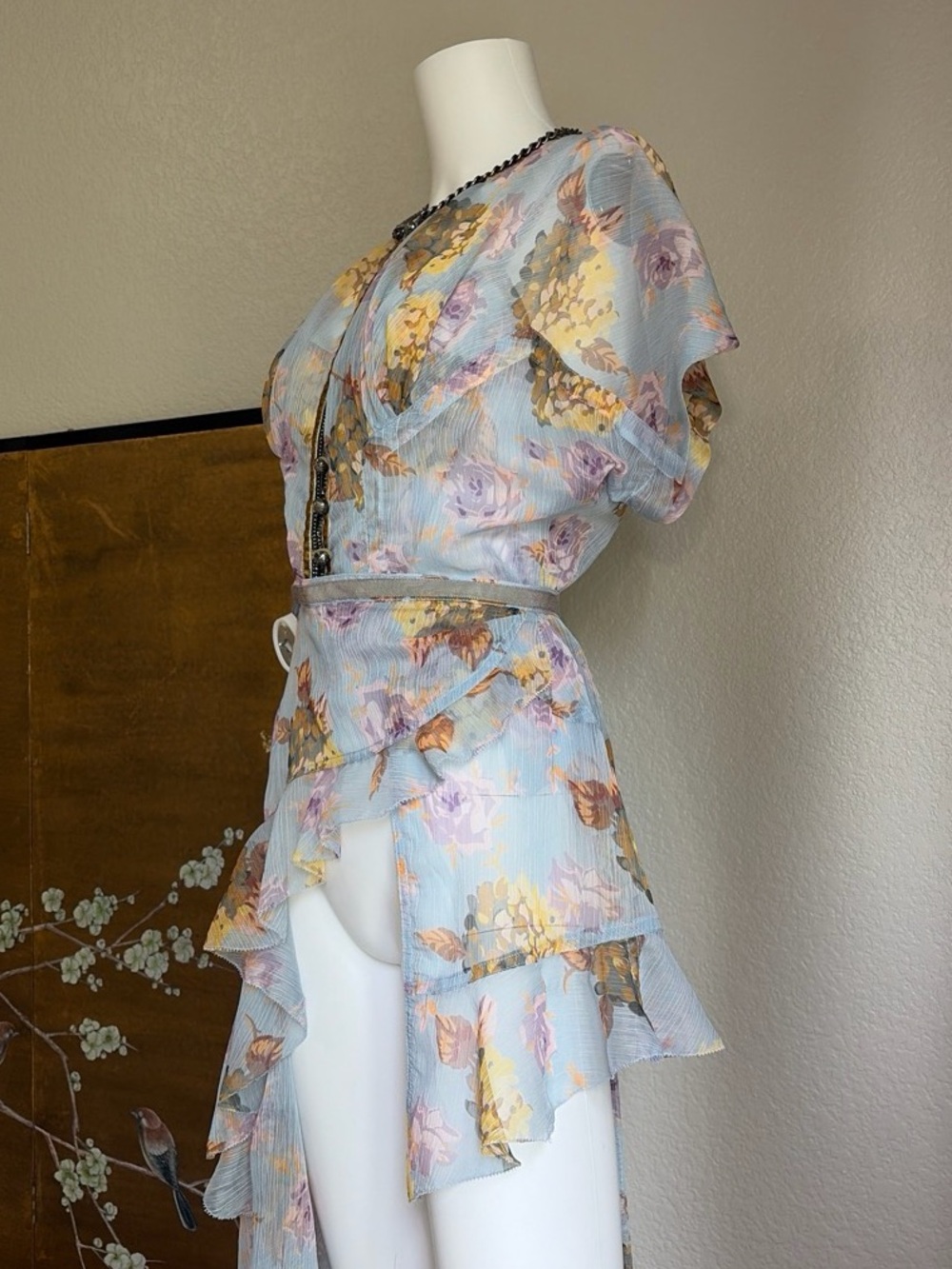 FLASH SALE ⚡️Beguile, Byron Lars Floral sheer blouse. Feminine, flowy, beautiful - Picture 2 of 10